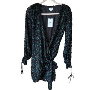 LPA Brett Black and Green Mini Women's Top / Wrap dress Size XS NWT